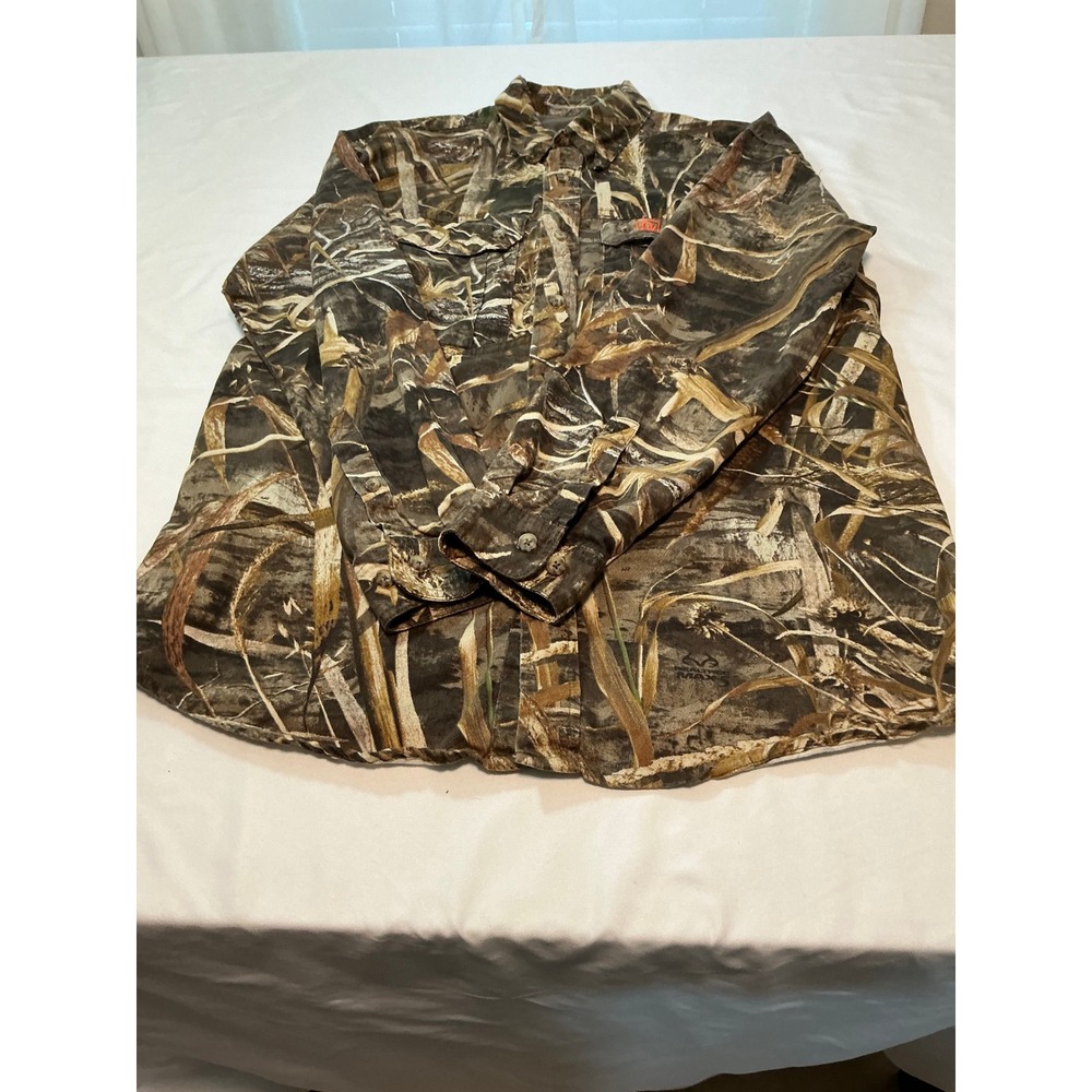 Game Winner Mens Realtree MAX-5 Camo Button Down Hunting Shirt Large Cotton